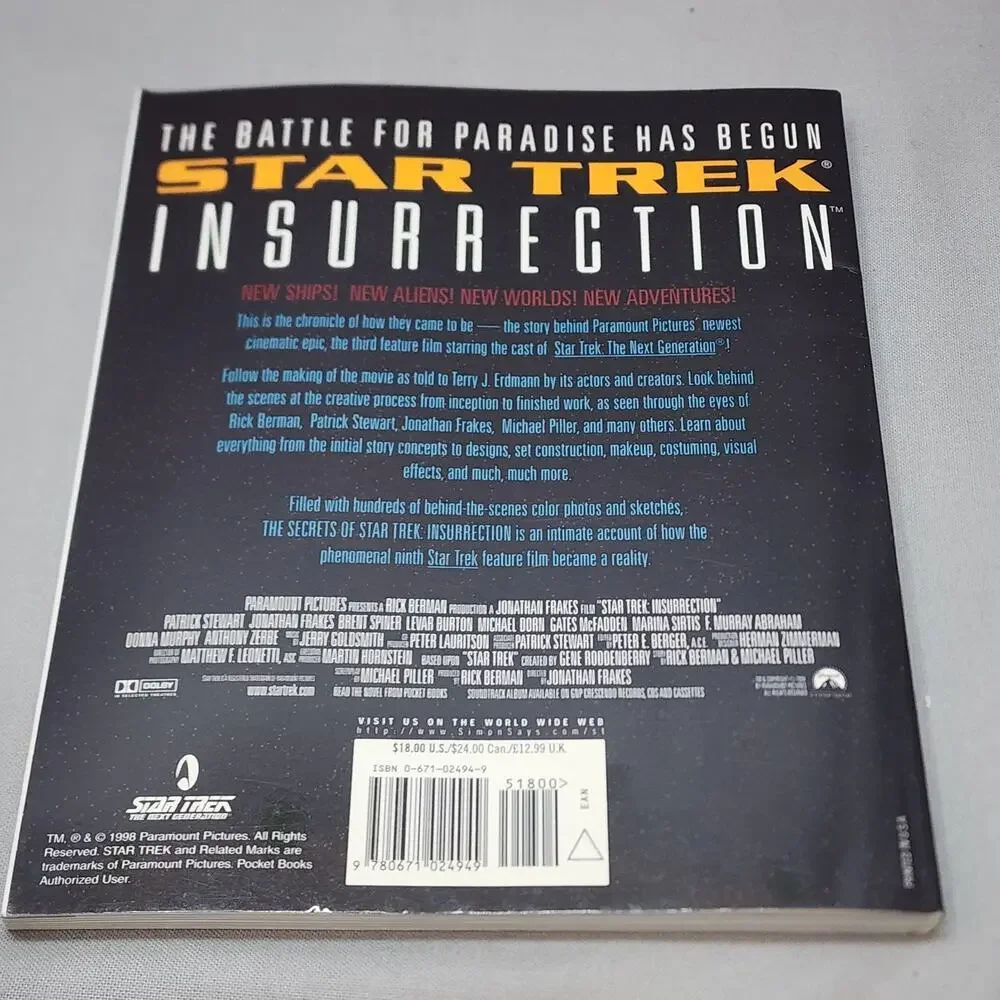The‎ Secrets of Star Trek: Insurrection Star Trek: the Next - VERY GOOD